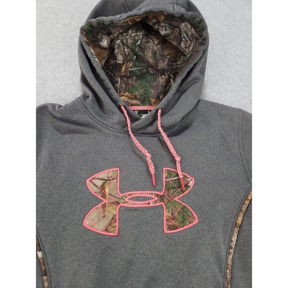 Under Armour Storm Gray Hoodie Sweatshirt Hunting Camo Pink Womens Size MEDIUM - Picture 2 of 13